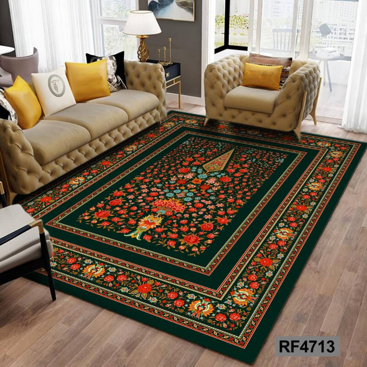 کاور فرش طرح سنتی مشکی و قرمز