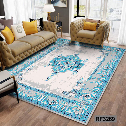 کاور فرش طرح سنتی آبی و سفید