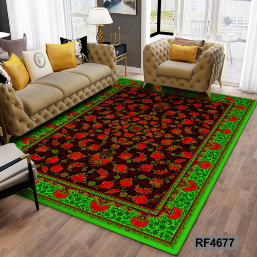 کاور فرش طرح سنتی سبز و قرمز