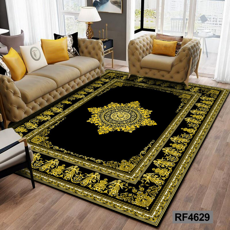 کاور فرش طرح مدرن مشکی و طلایی
