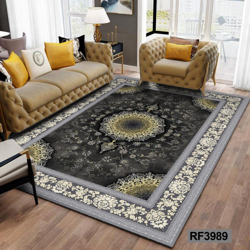 کاور فرش طرح سنتی مشکی و طوسی