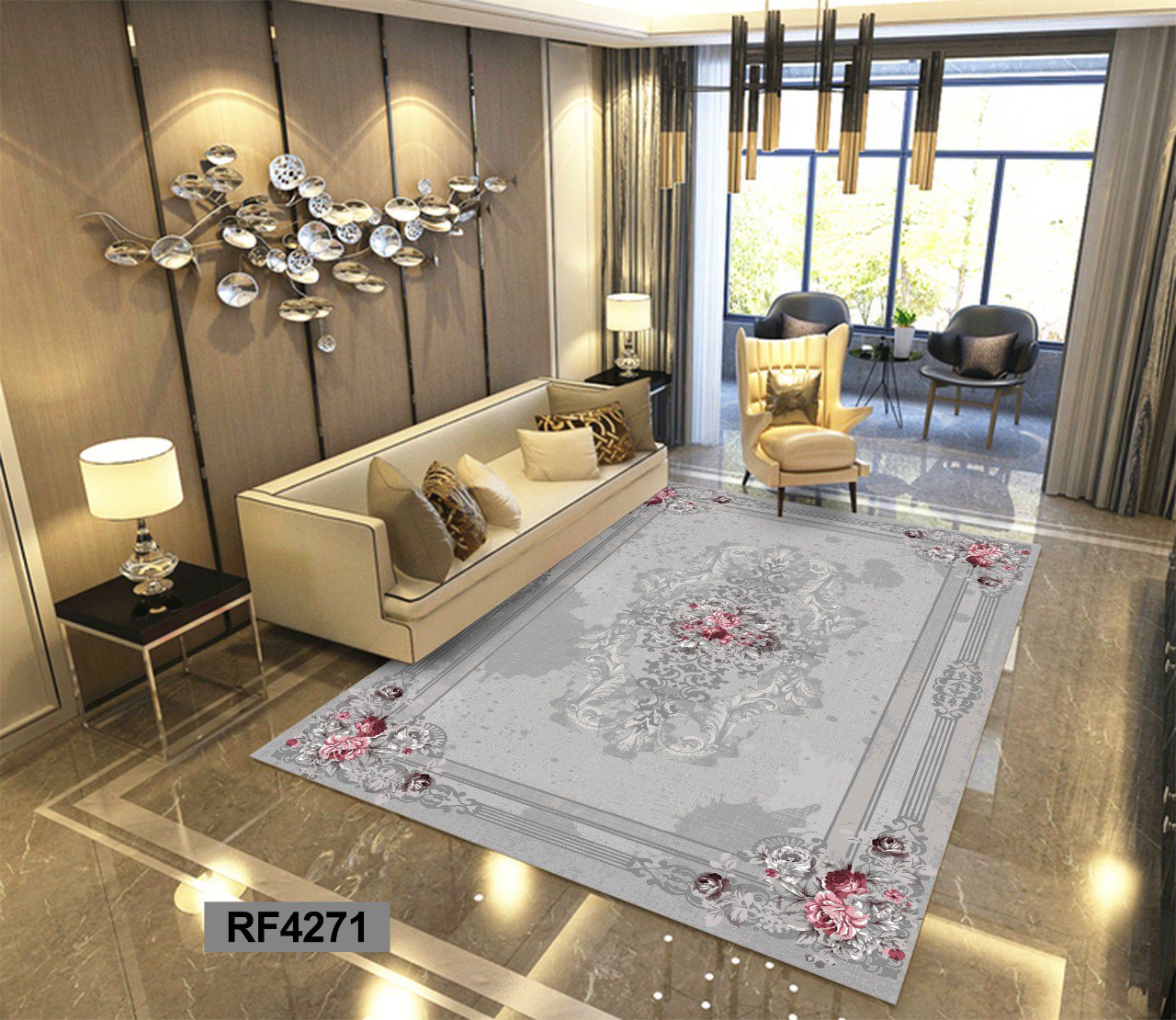 کاور فرش طرح سنتی سفید