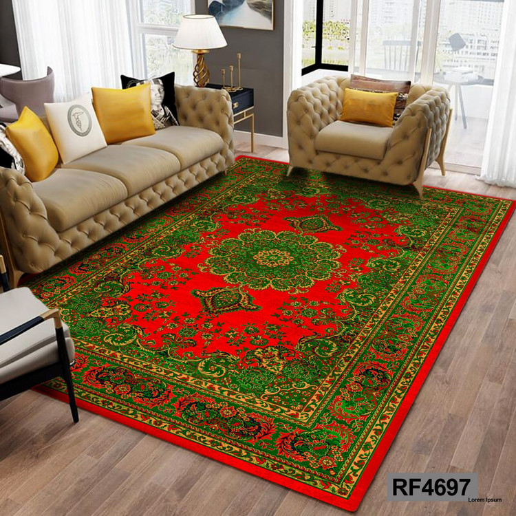 کاور فرش طرح سنتی سبز و قرمز