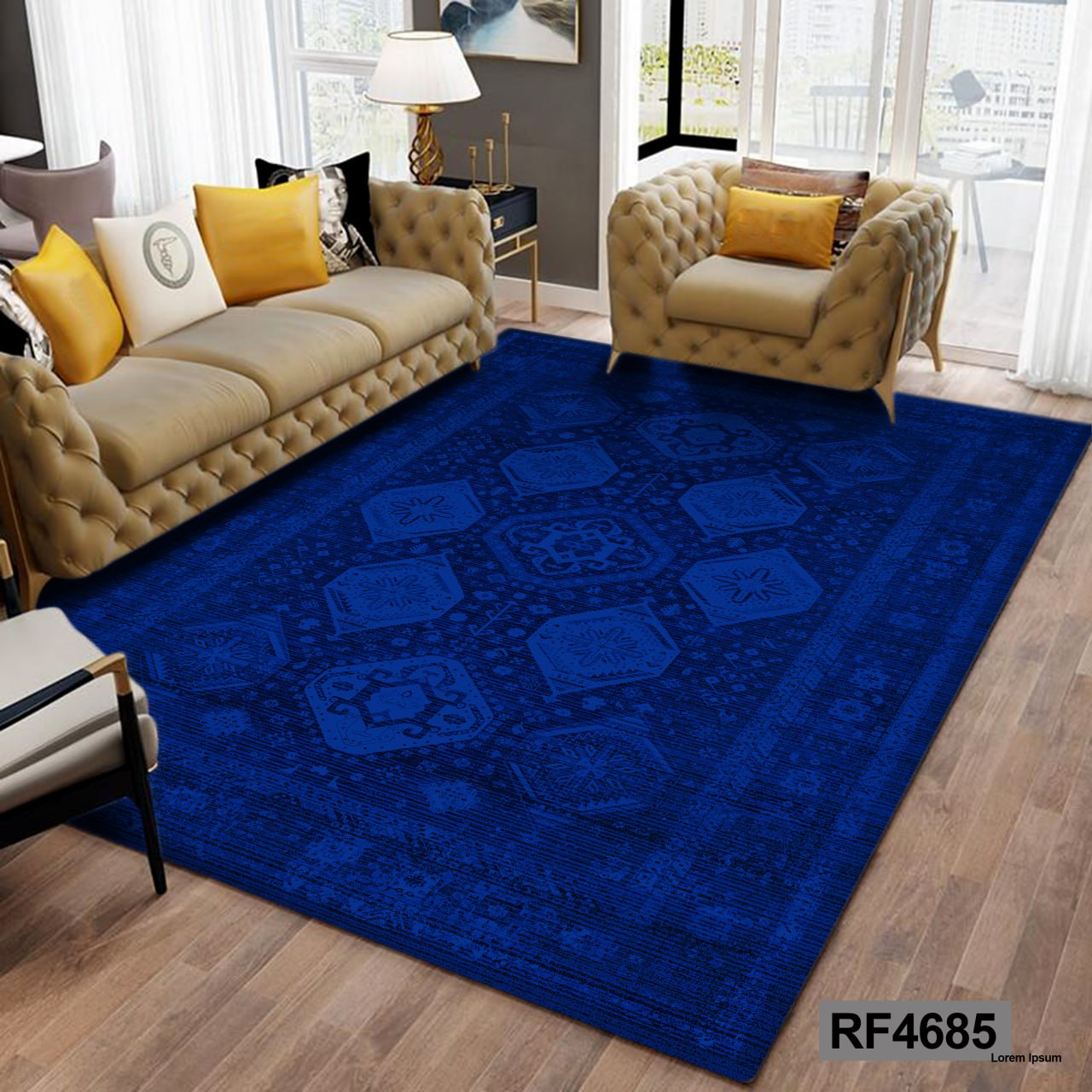 کاور فرش طرح سنتی آبی
