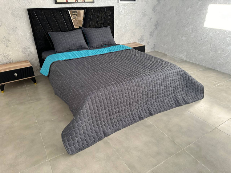 ست پنبه دوزی طوسی و آبی