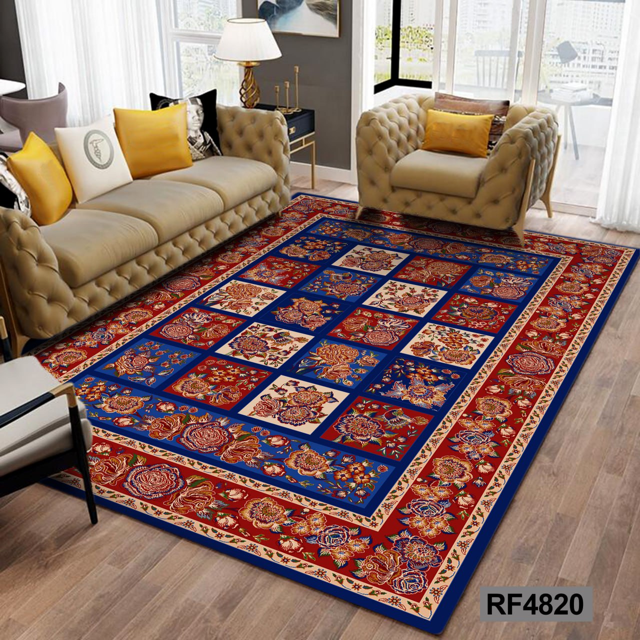 روفرشی طرح سنتی قرمز و آبی