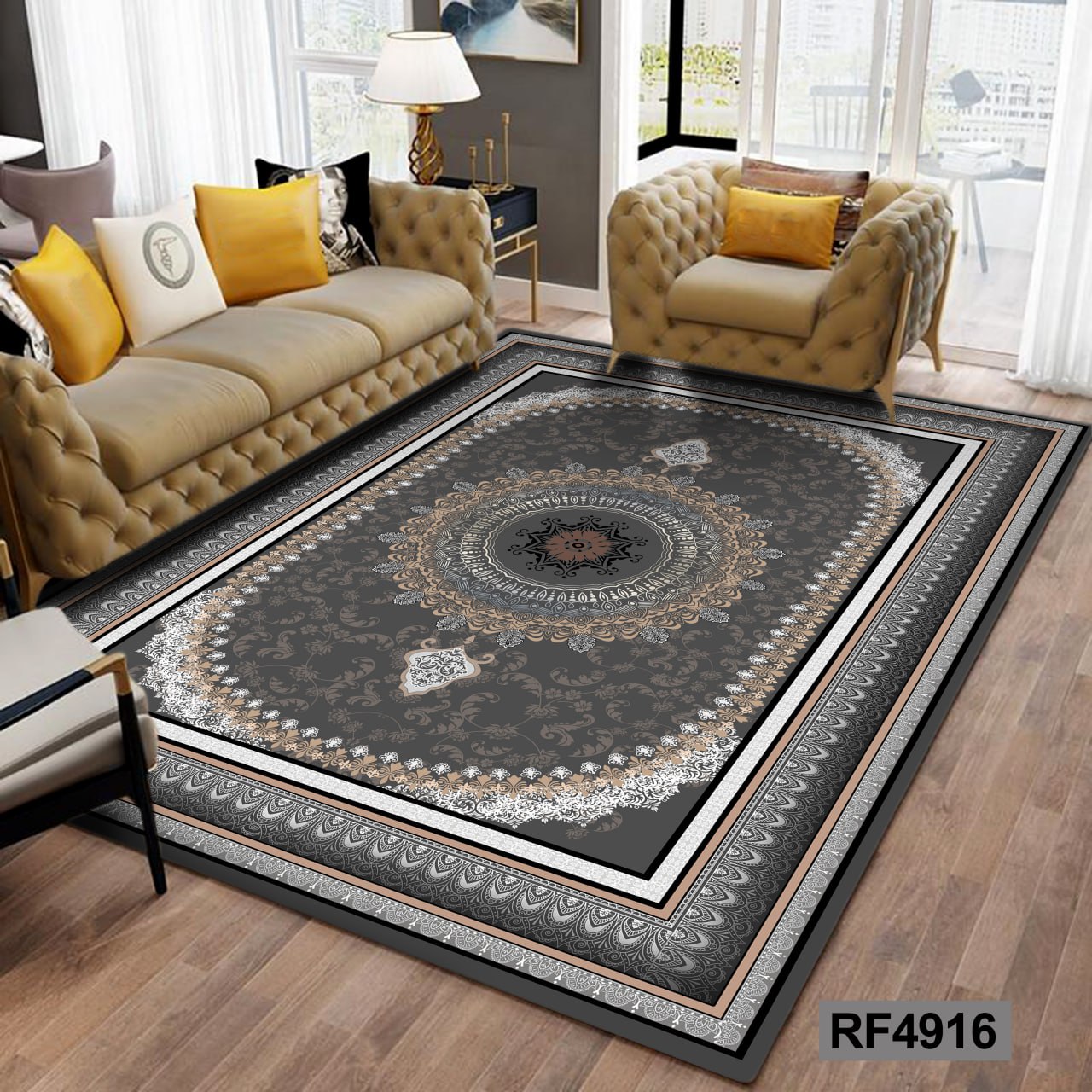 روفرشی طرح سنتی مشکی, طوسی و سفید