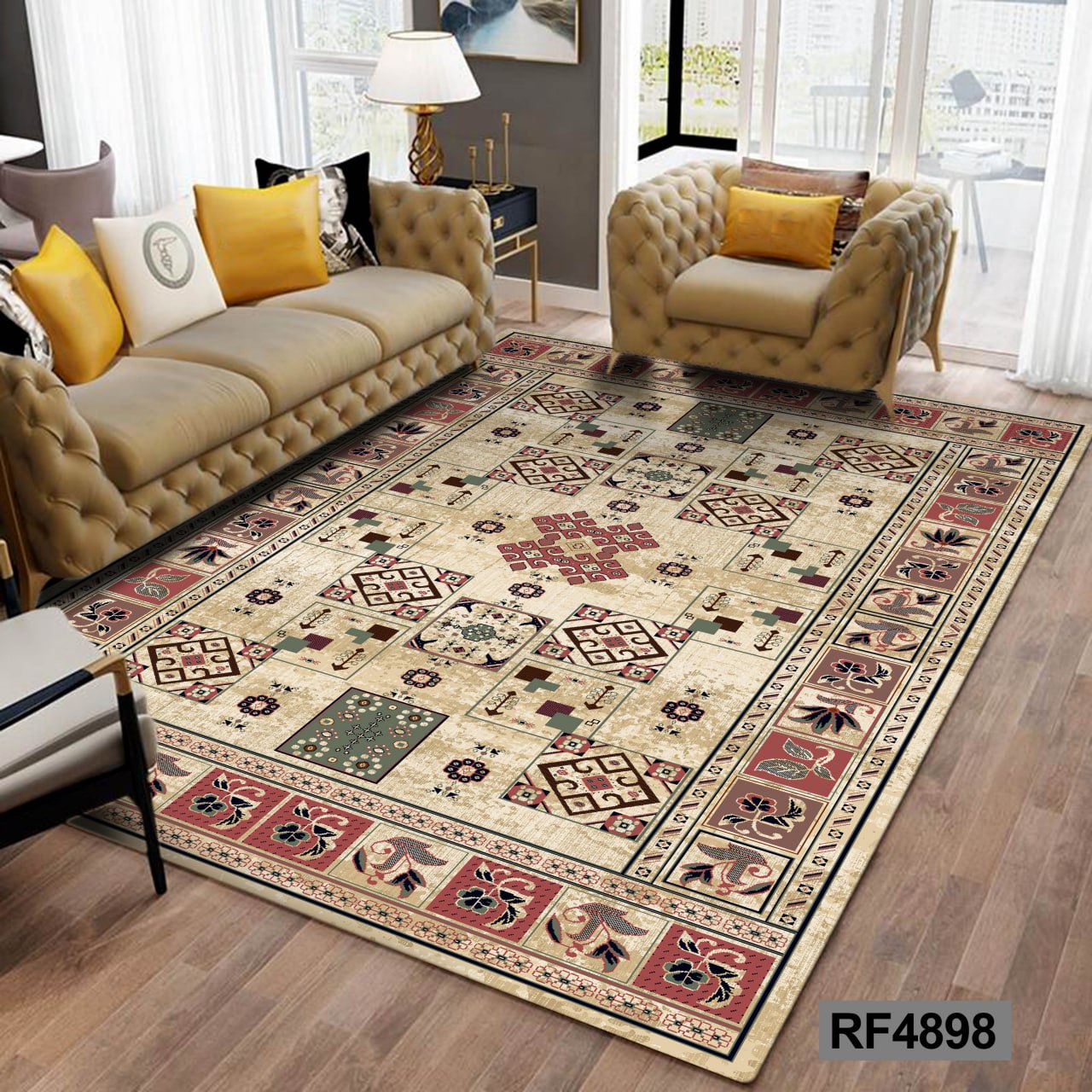 روفرشی طرح سنتی کرم و سفید