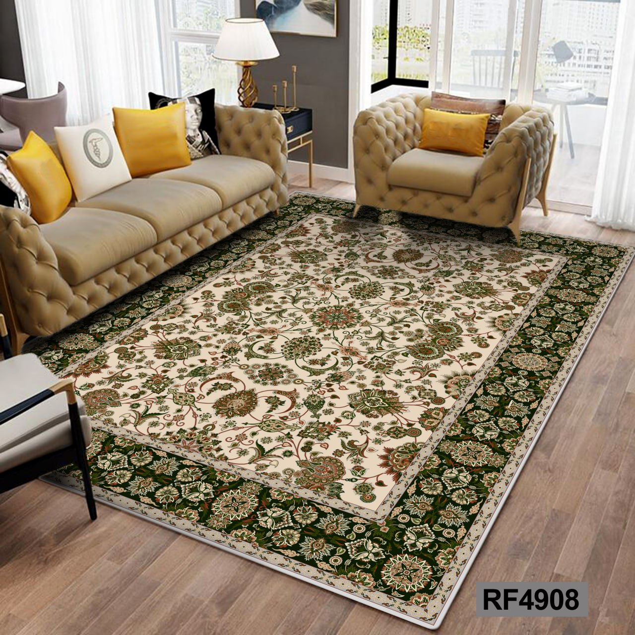 روفرشی طرح سنتی سبز و سفید