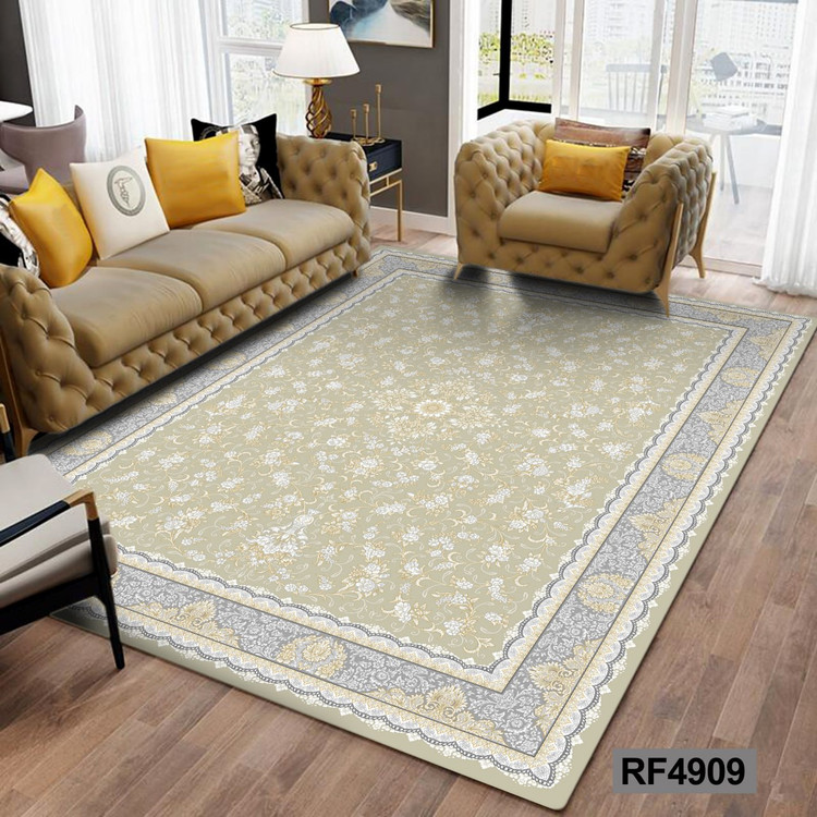 روفرشی طرح سنتی کرم سبز و طوسی