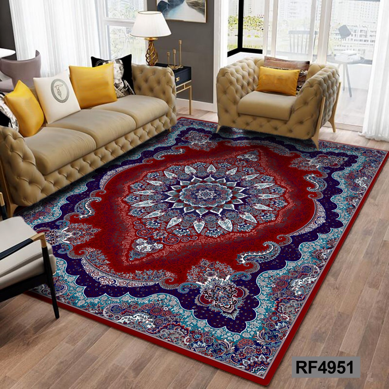 روفرشی طرح سنتی قرمز, سفید و آبی