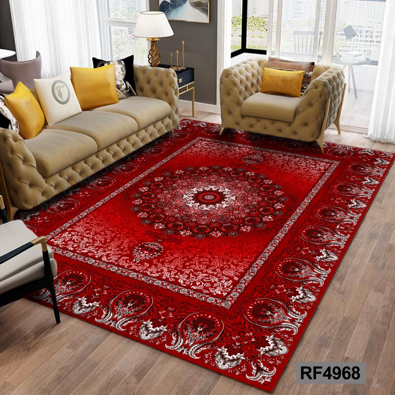 روفرشی طرح سنتی قرمز و سفید