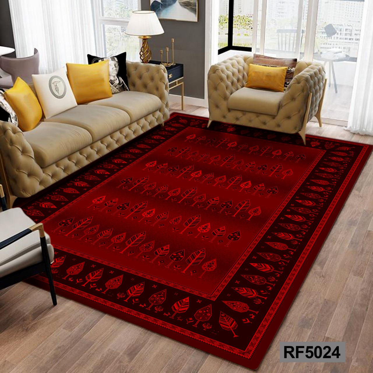 روفرشی طرح سنتی قرمز و مشکی