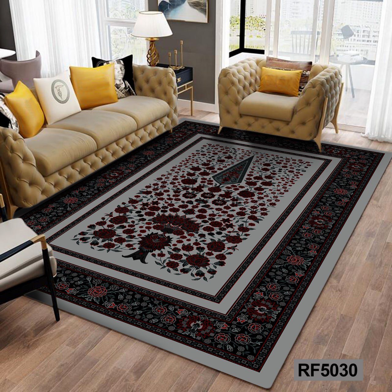روفرشی طرح سنتی مشکی, طوسی و قرمز