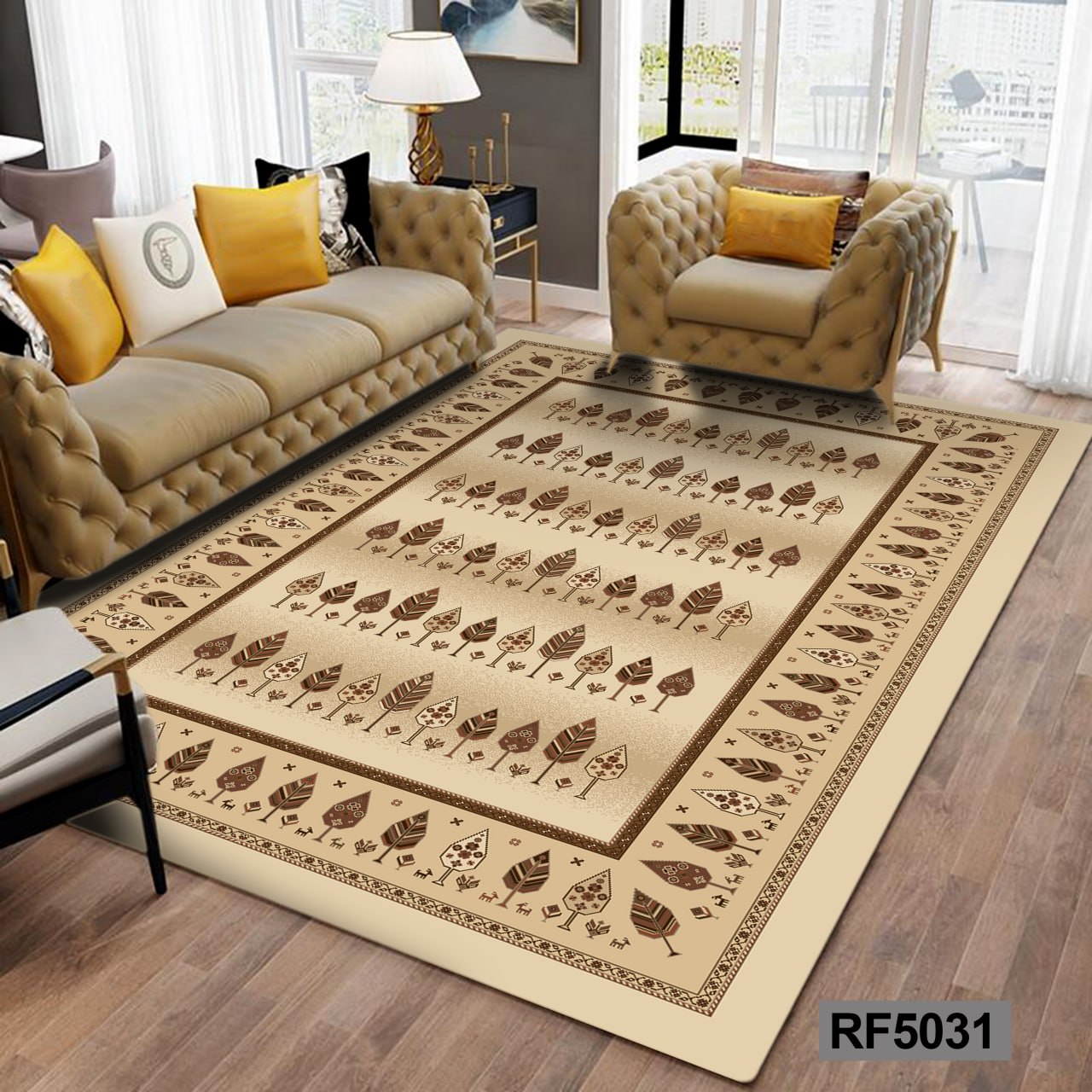 روفرشی طرح سنتی کرم و قهوه ای