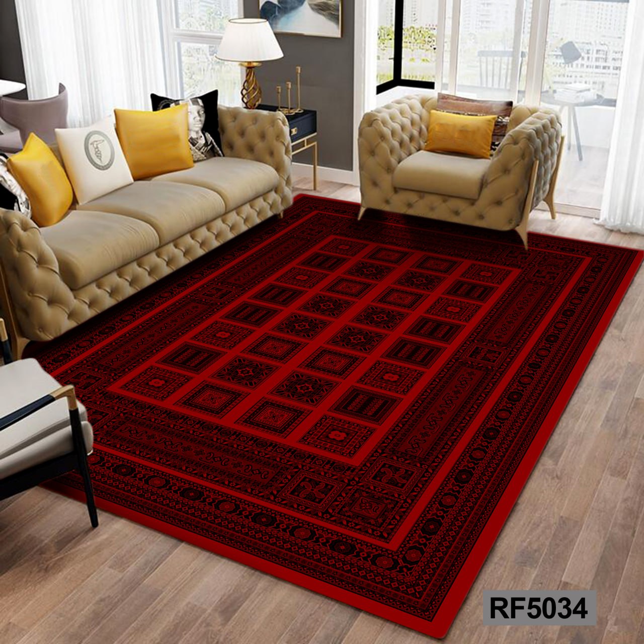 روفرشی طرح سنتی مشکی و قرمز