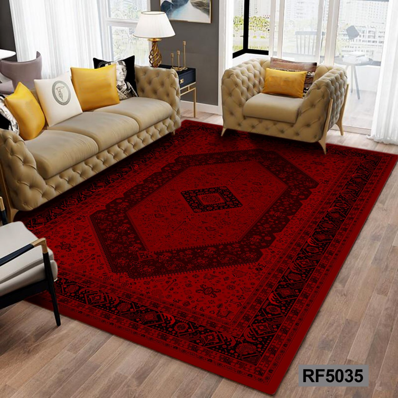 روفرشی طرح سنتی مشکی و قرمز