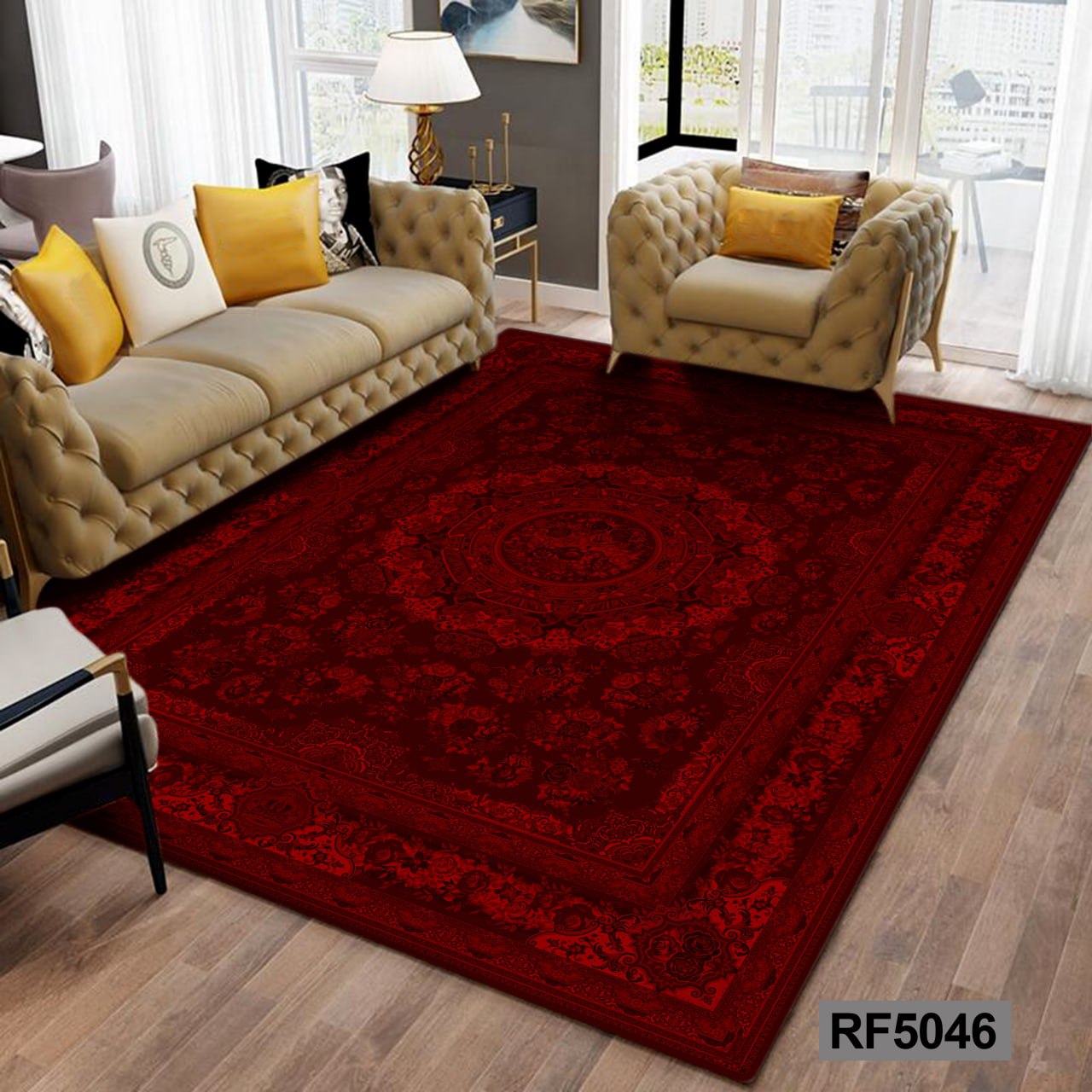 روفرشی طرح سنتی قرمز و مشکی