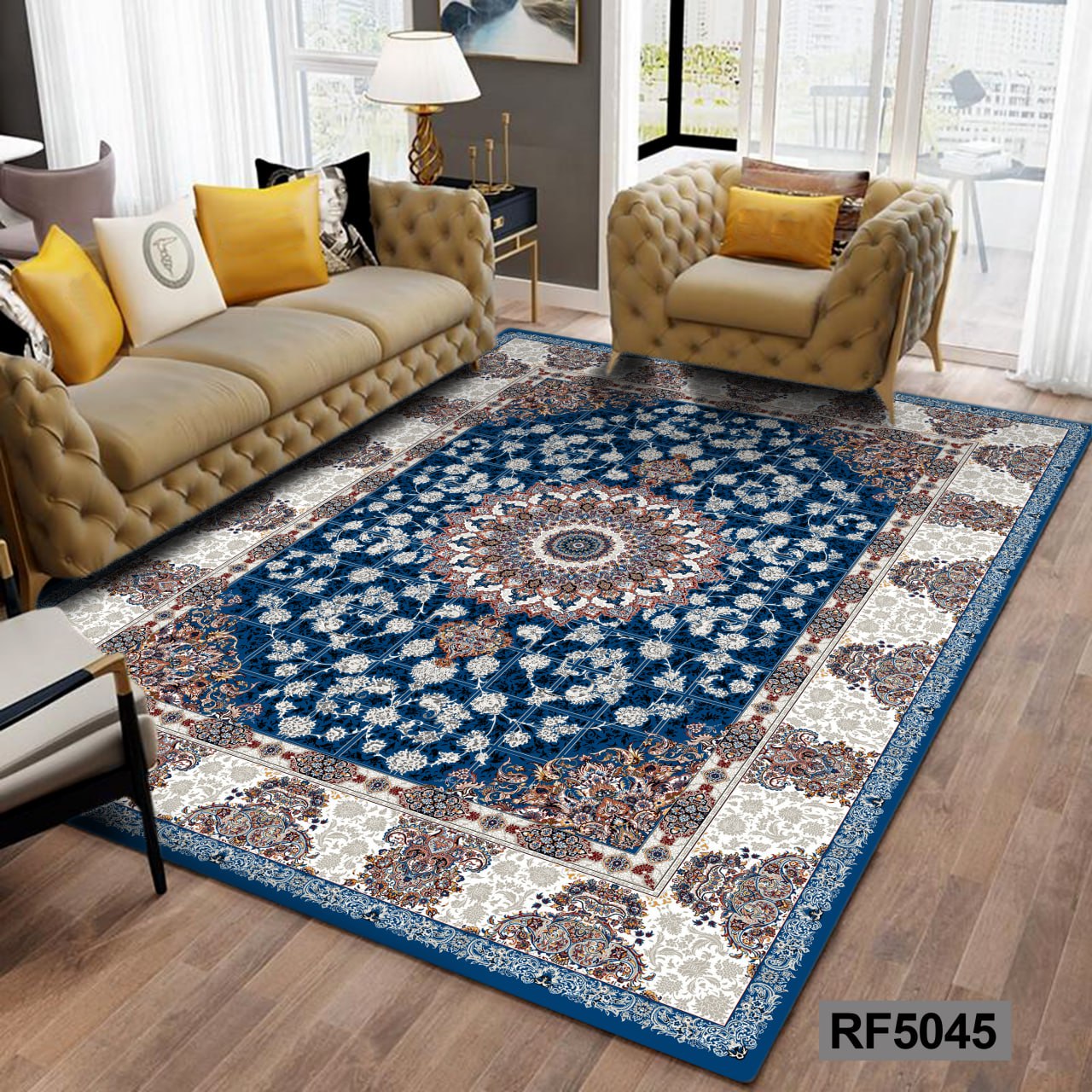 روفرشی طرح سنتی آبی و سفید