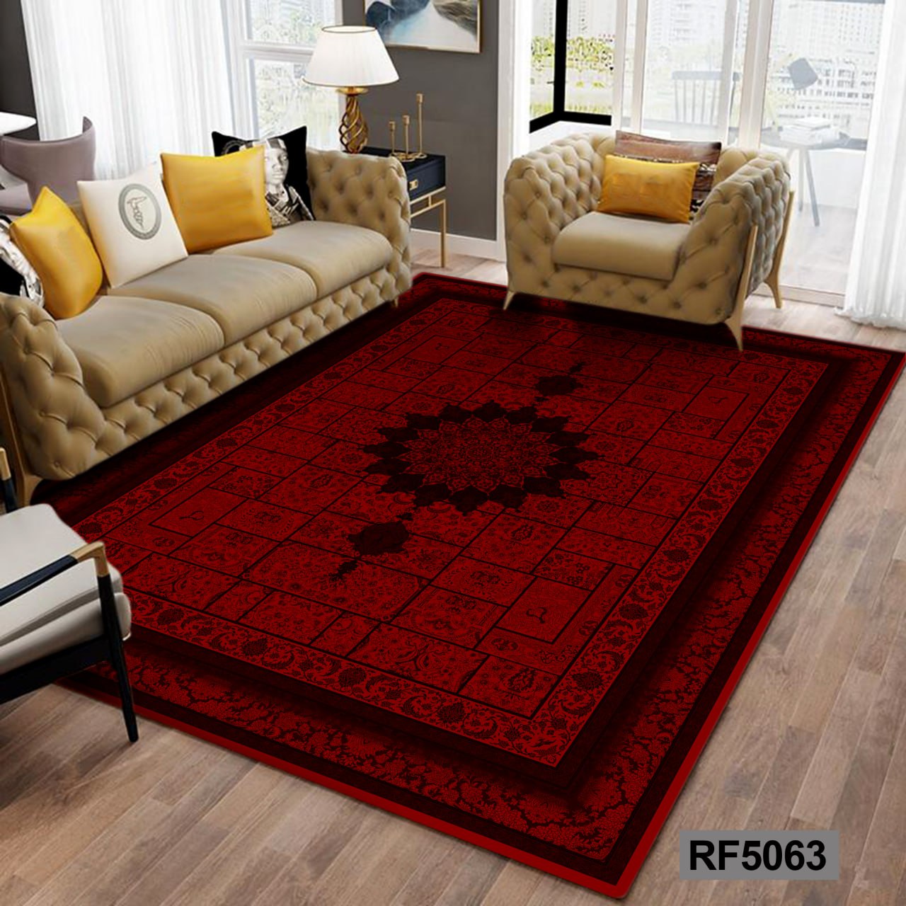 روفرشی طرح سنتی قرمز و مشکی