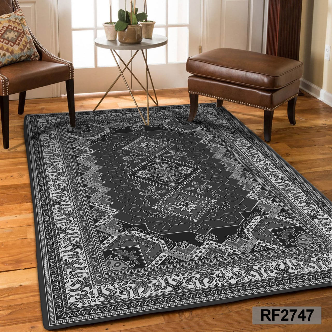 روفرشی طرح سنتی طوسی و سفید