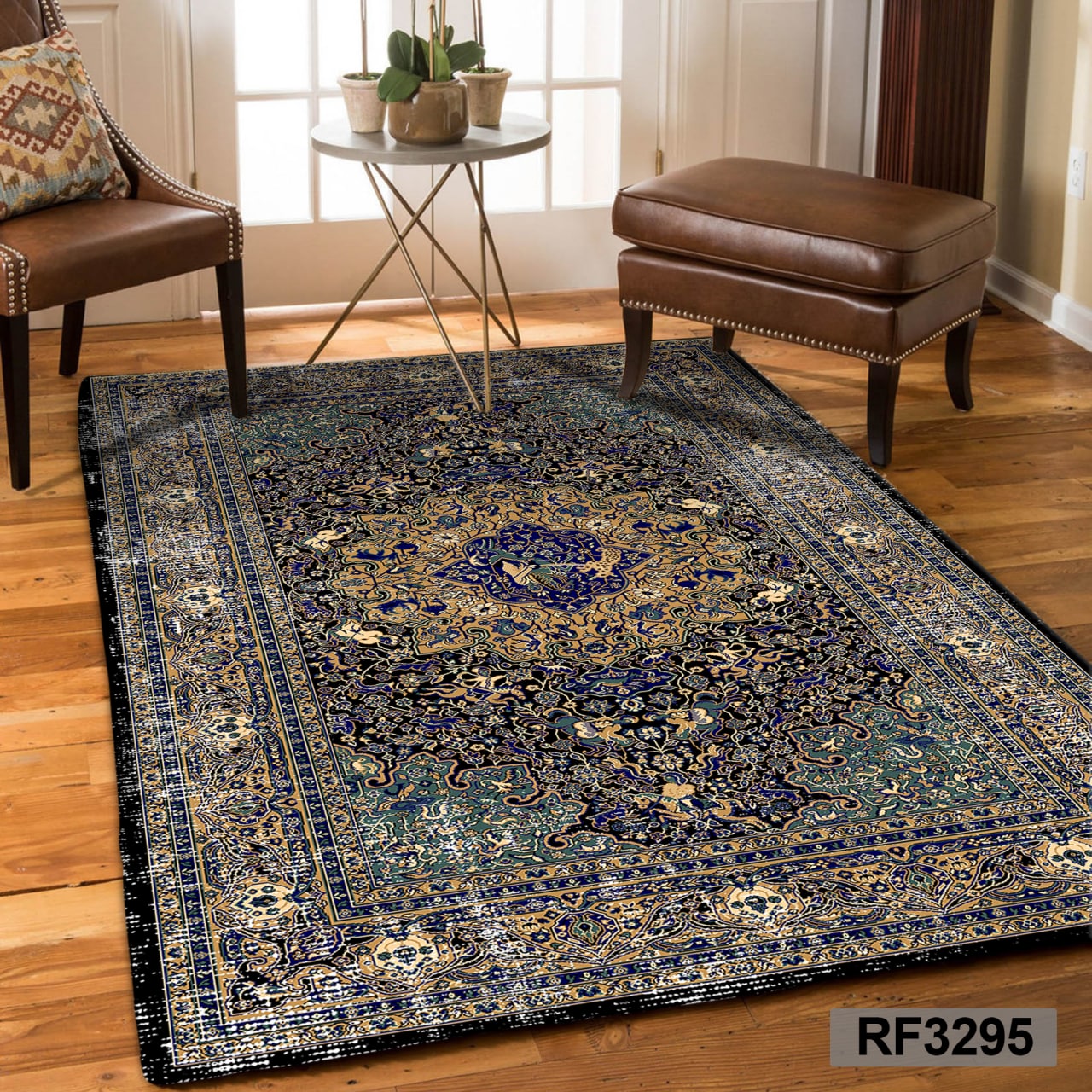 روفرشی طرح سنتی آبی و مشکی