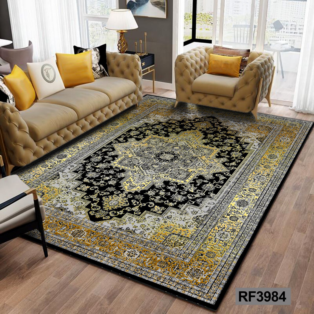 روفرشی طرح سنتی طوسی, سفید و طلایی