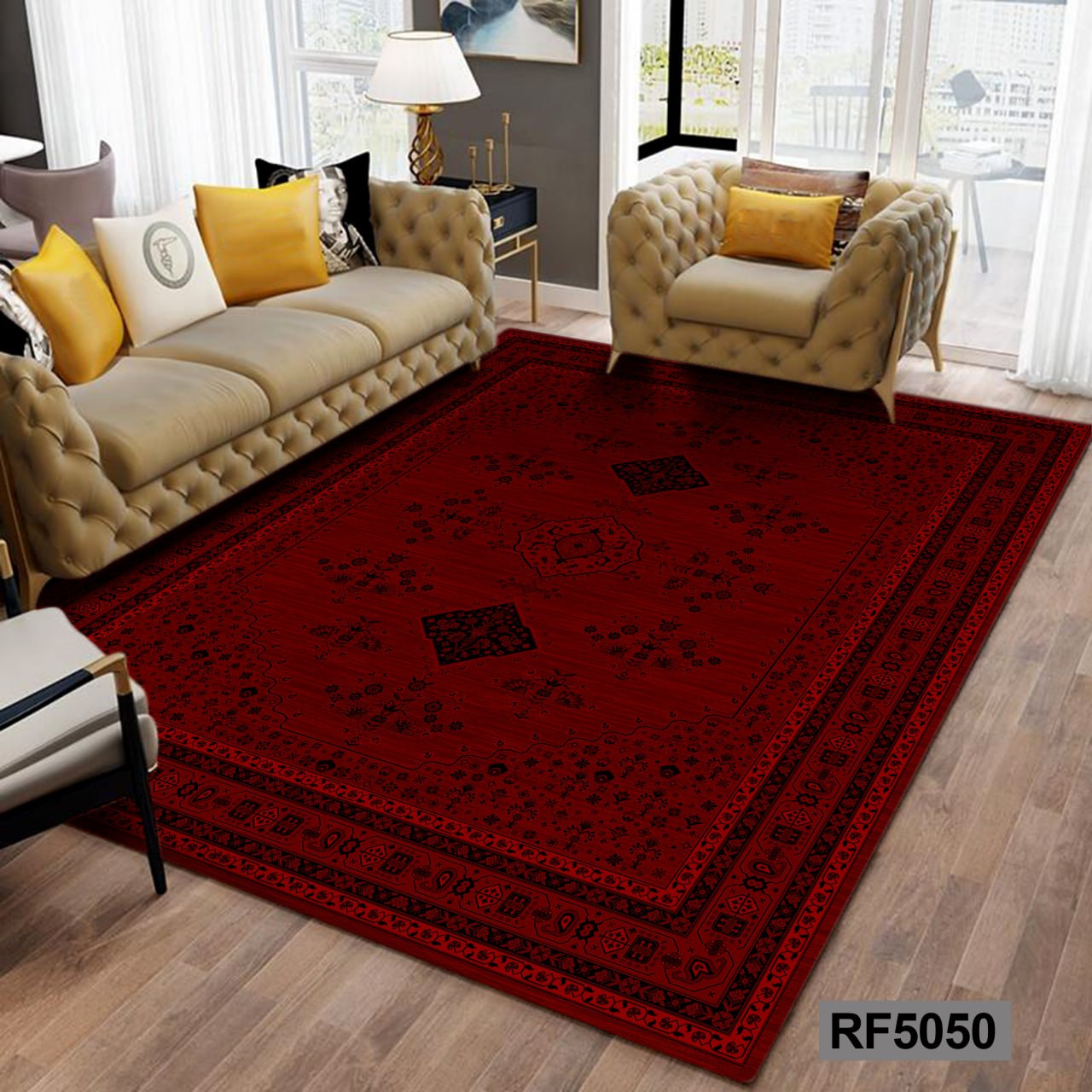 روفرشی طرح سنتی قرمز و مشکی