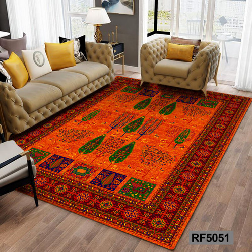 روفرشی طرح سنتی نارنجی و سبز