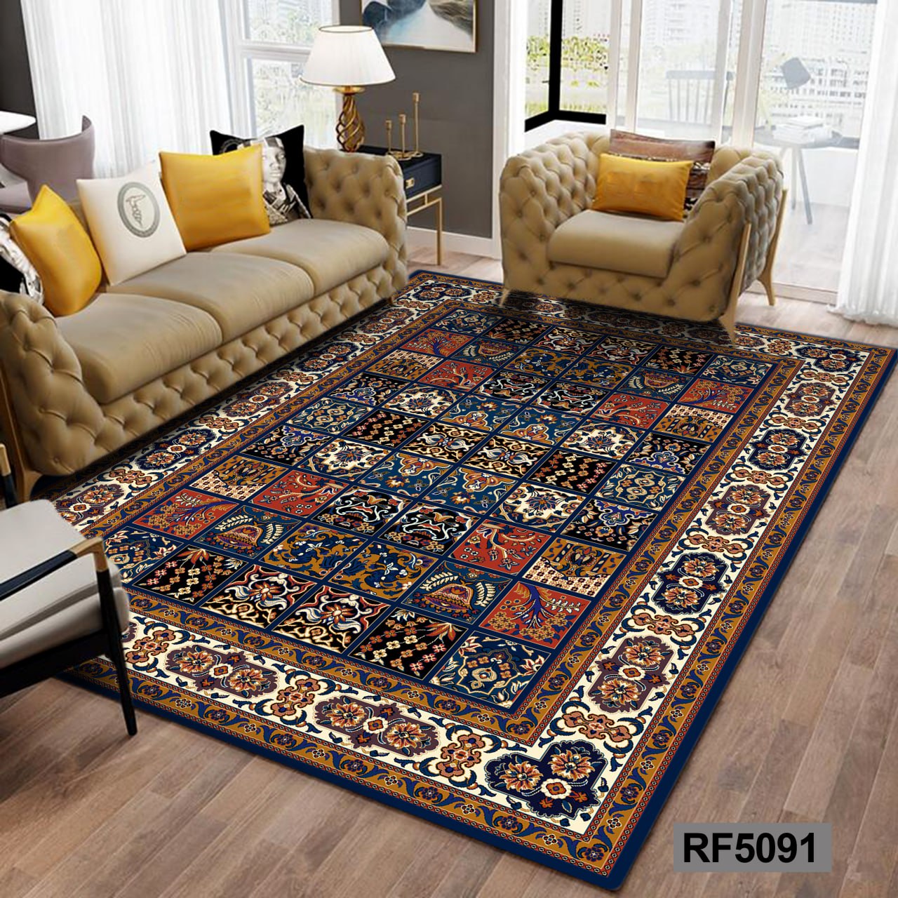 روفرشی طرح سنتی آبی و سفید