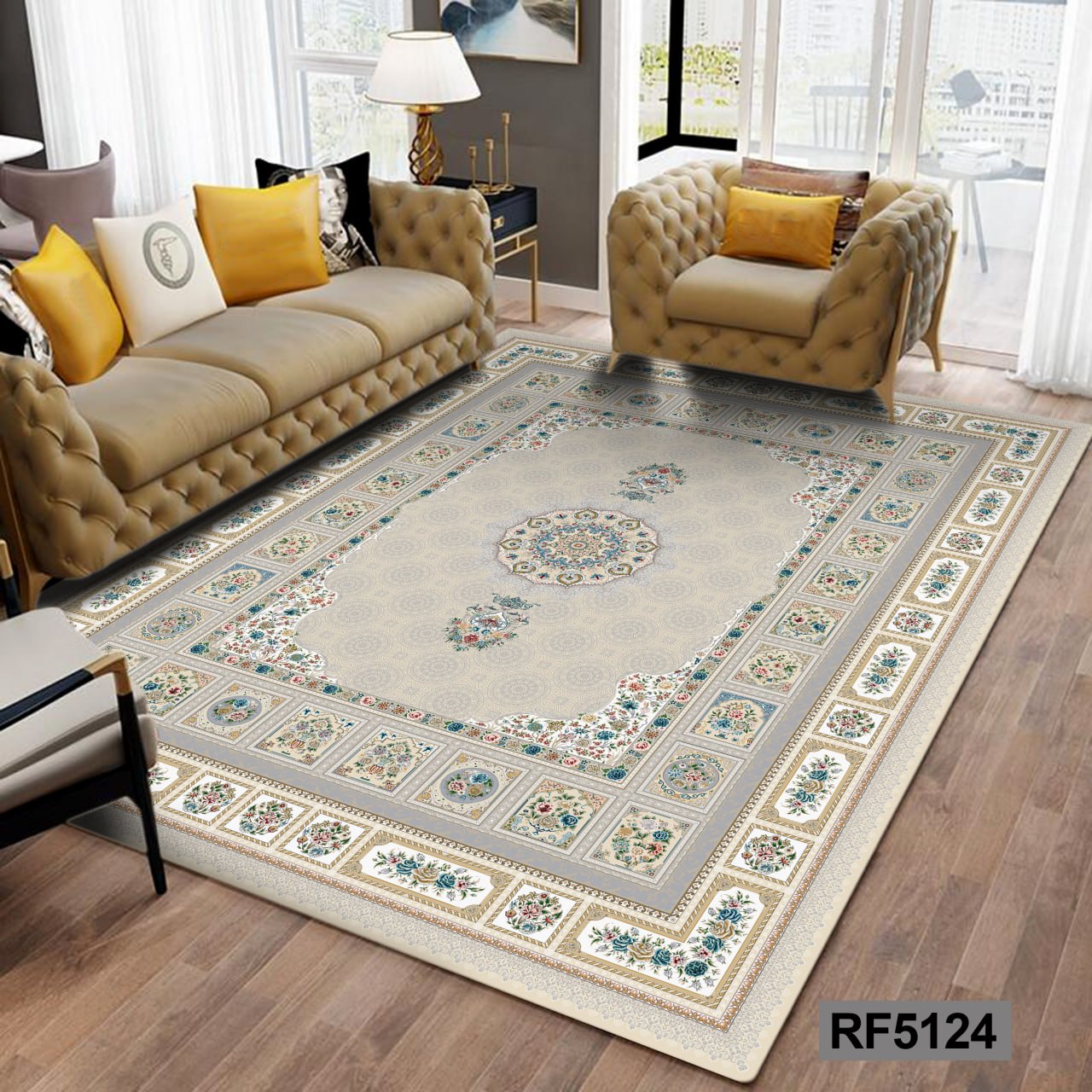 روفرشی طرح سنتی سفید, کرم و آبی