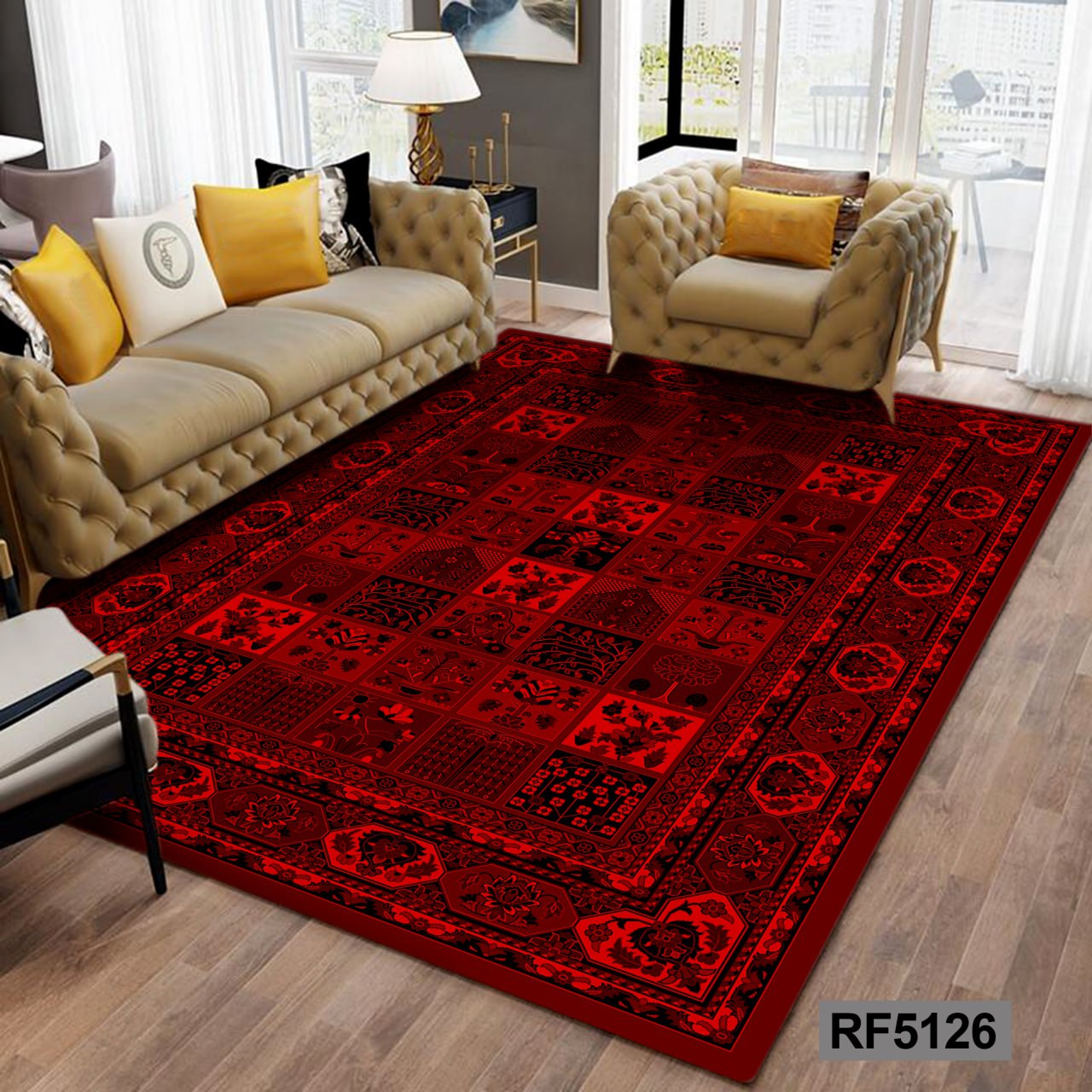 روفرشی طرح سنتی مشکی و قرمز