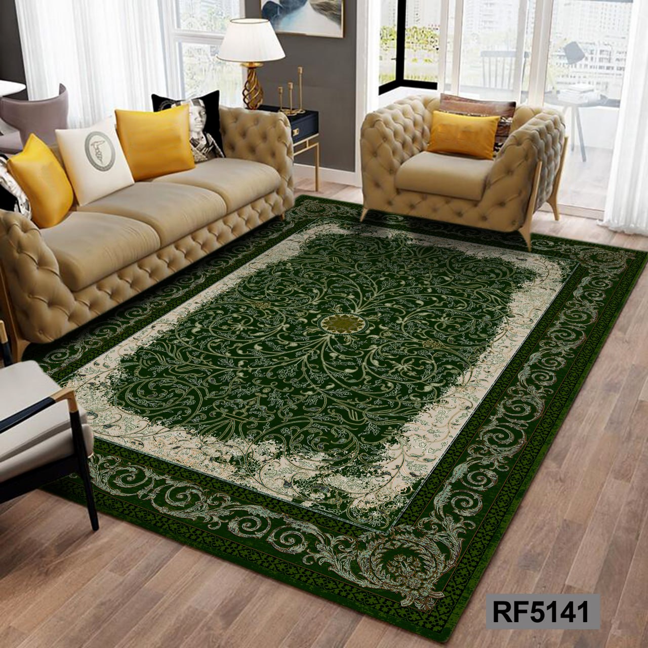 روفرشی طرح سنتی سبز و سفید