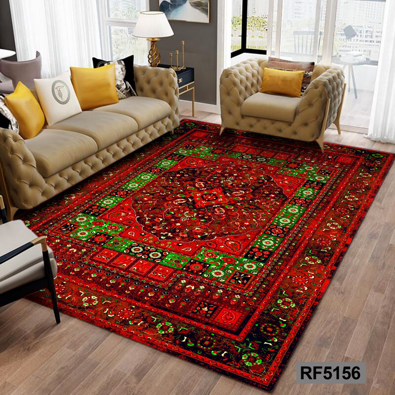 روفرشی طرح سنتی قرمز و سبز