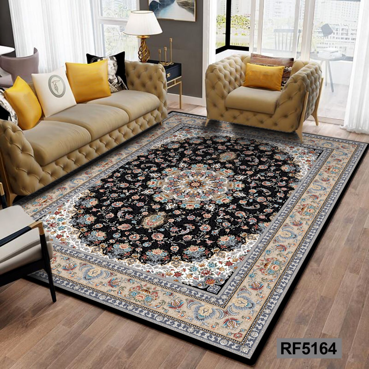 روفرشی طرح سنتی مشکی و سفید