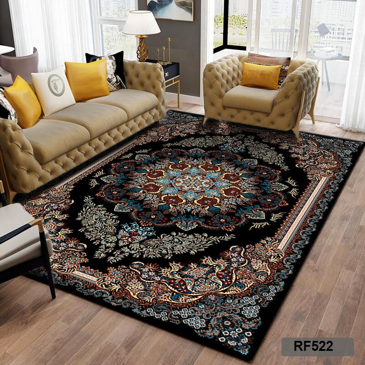 روفرشی طرح سنتی مشکی و آبی
