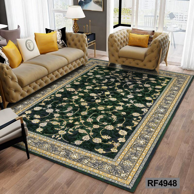 فرشینه طرح سنتی سبز و طلایی