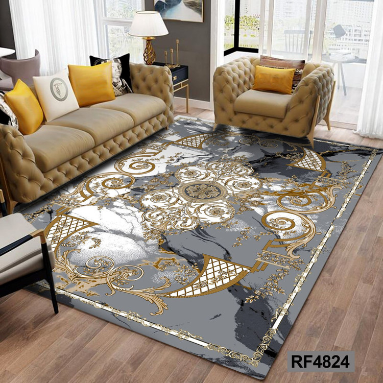 فرشینه طرح سنتی طلایی و طوسی کد RF4824