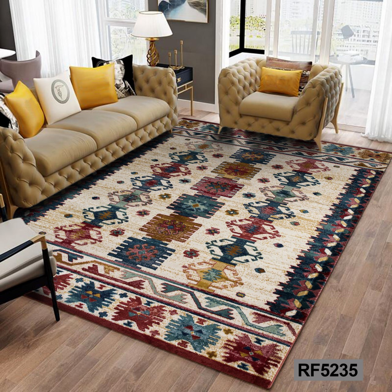 روفرشی طرح سنتی سفید و آبی کد RF5235