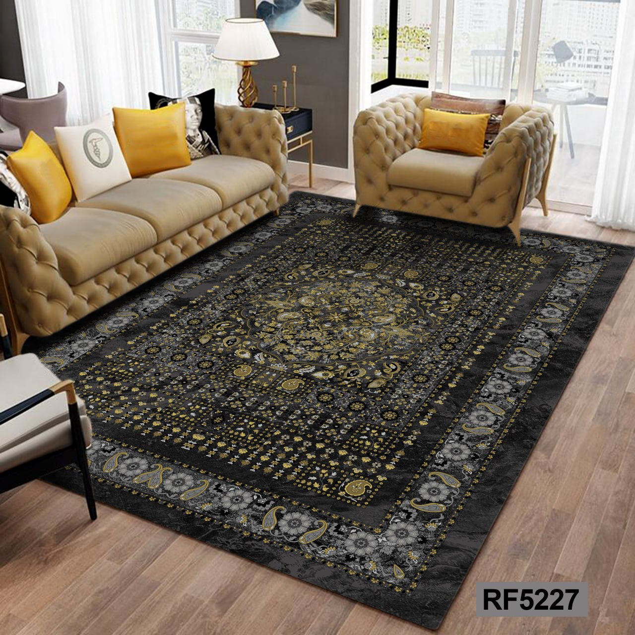 روفرشی طرح سنتی مشکی کد RF5227