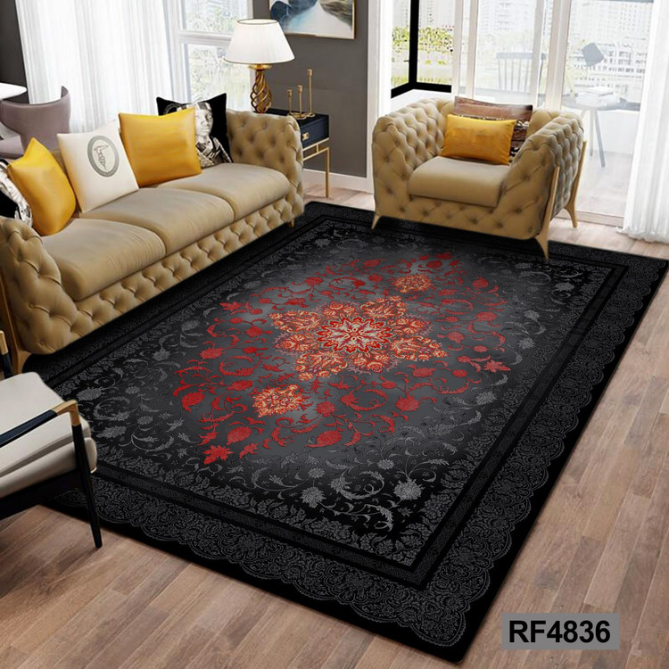 فرشینه طرح سنتی مشکی و قرمز کد RF4836