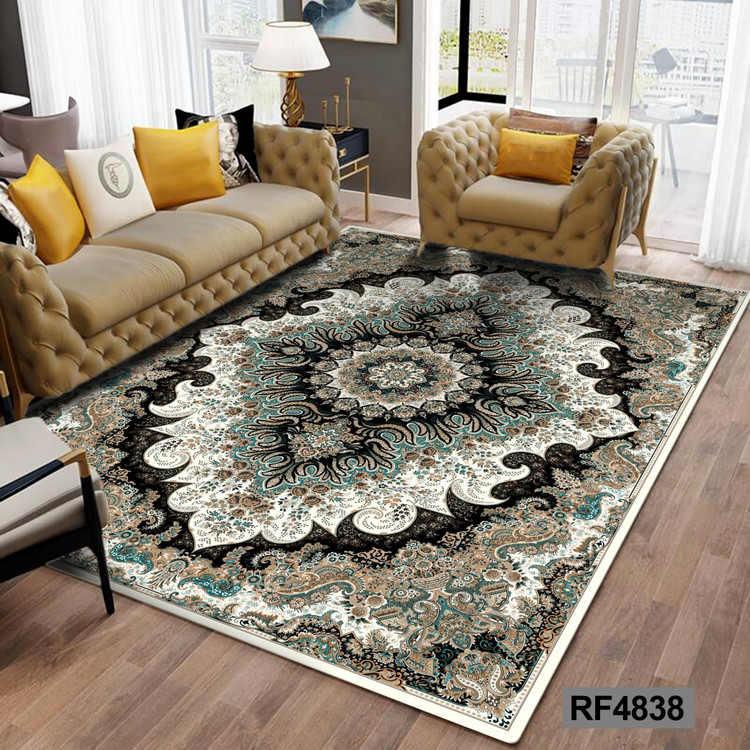 فرشینه طرح سنتی سفید و مشکی کد RF4838