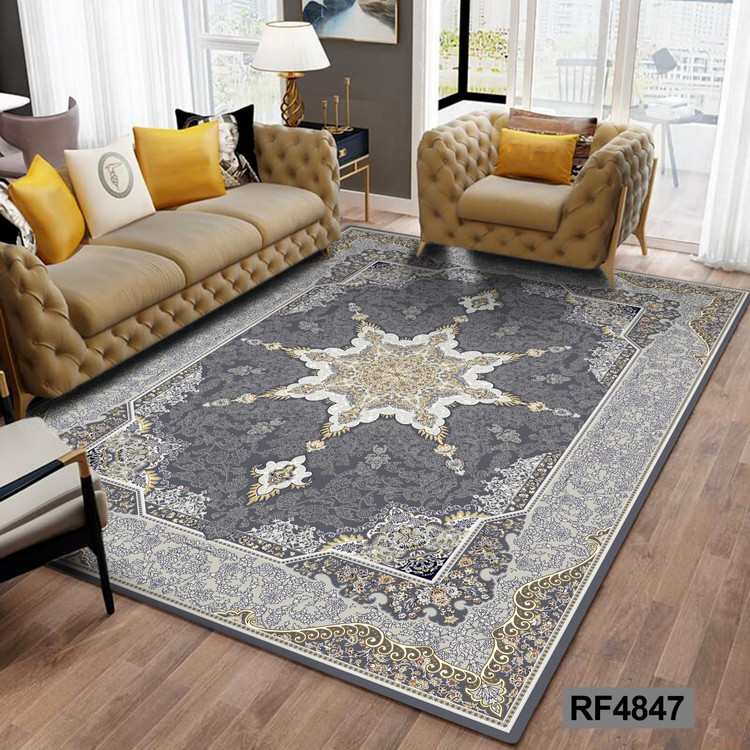 فرشینه طرح سنتی طوسی و سفید کد RF4847