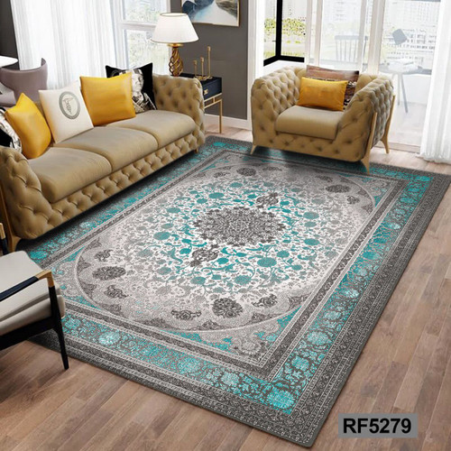 روفرشی طرح سنتی طوسی و آبی کد RF5279