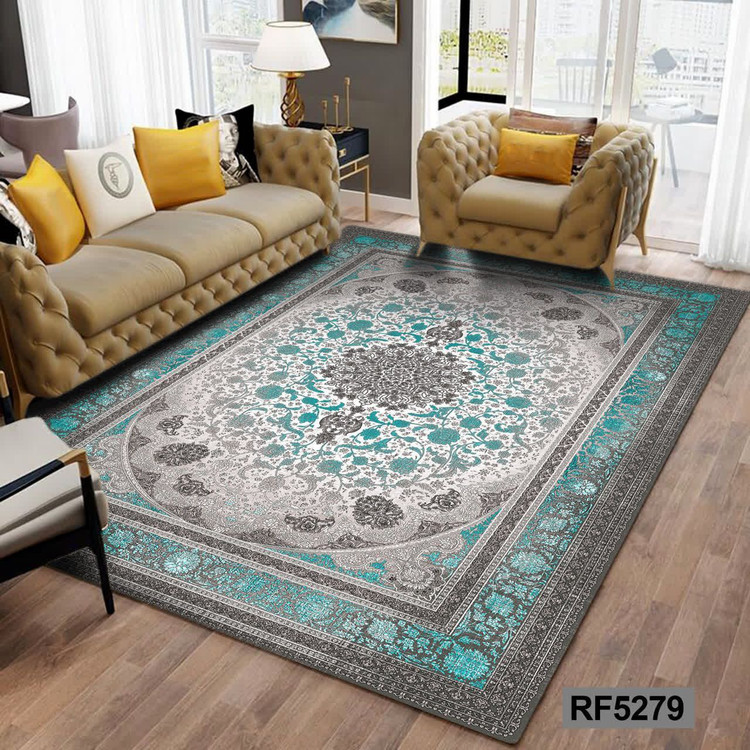 فرشینه طرح سنتی طوسی و آبی کد RF5279