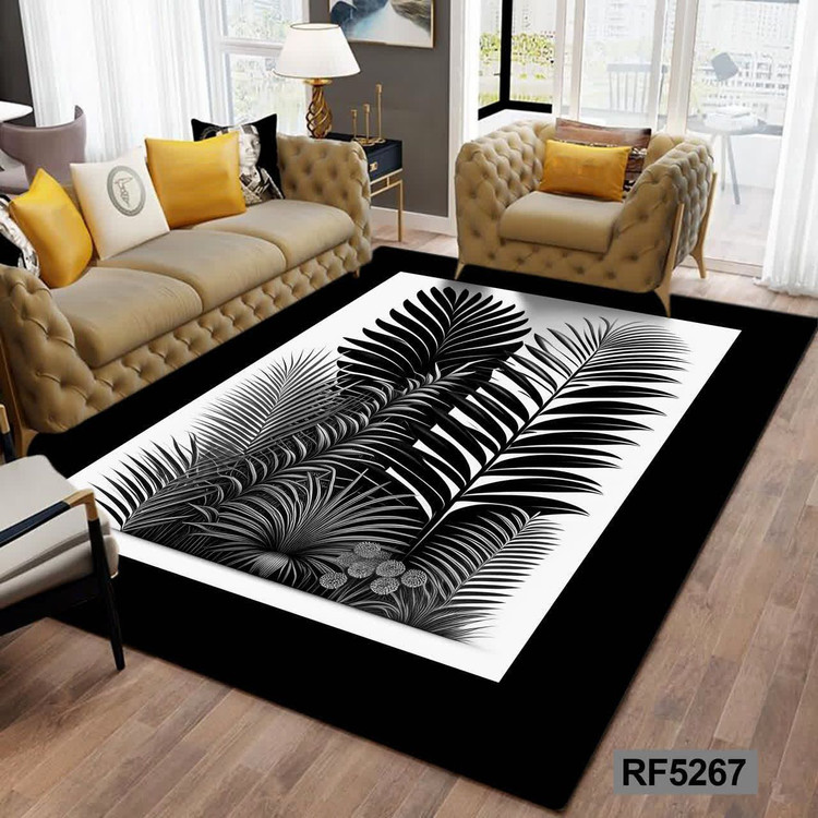 فرشینه طرح مدرن مشکی و سفید کد RF5267
