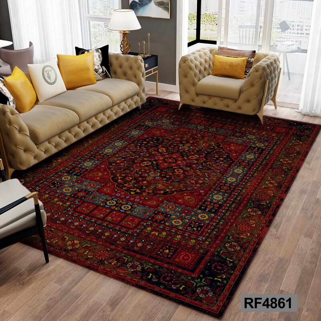 فرشینه مخمل ابریشم | طرح سنتی  کد RF4861