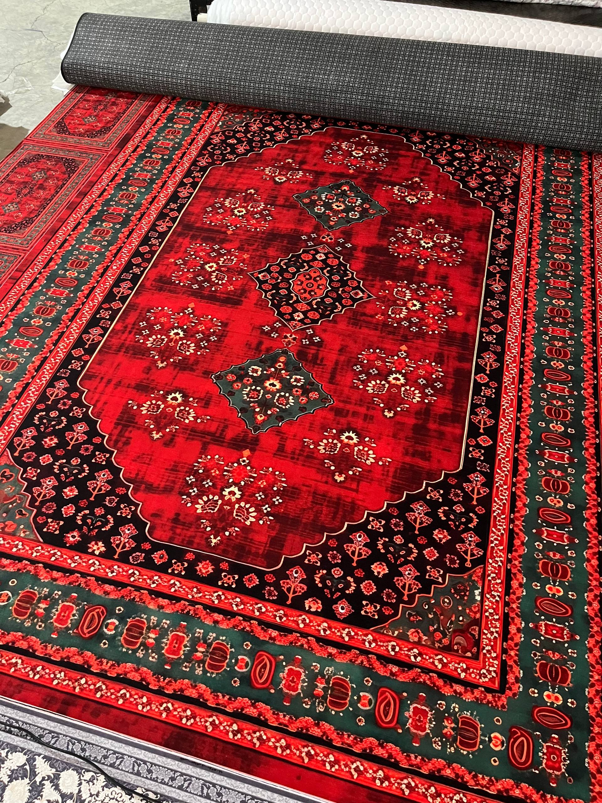 فرشینه مخمل ابریشم | طرح سنتی  کد RF5579
