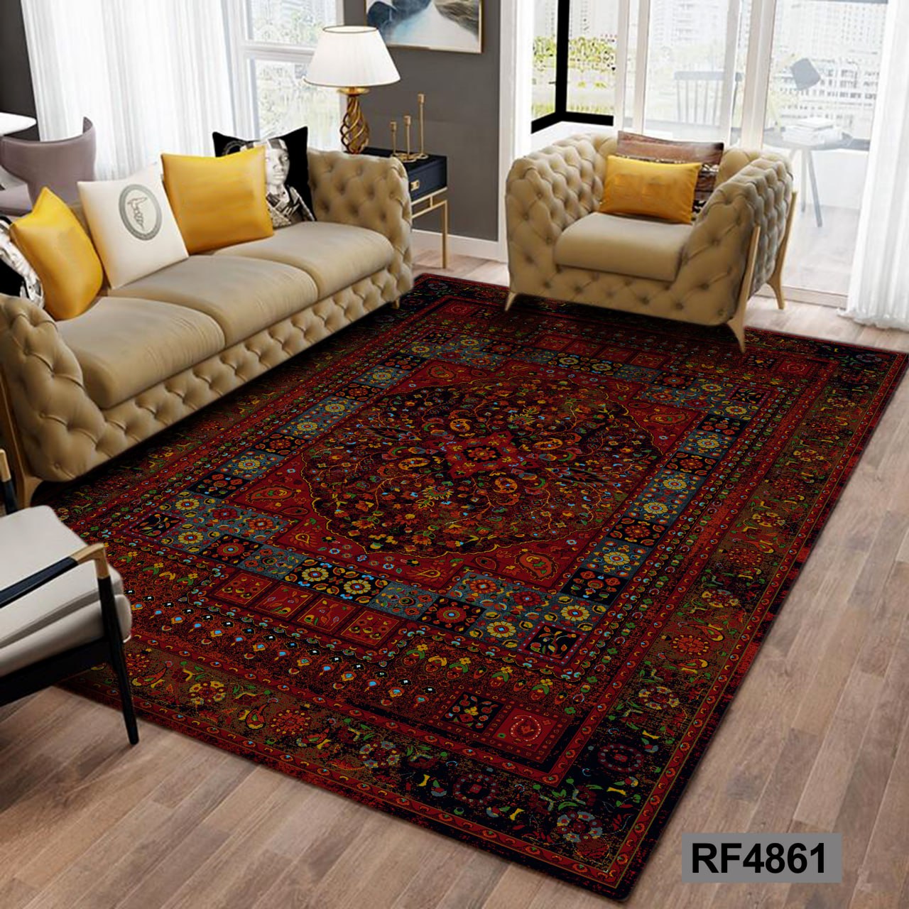 روفرشی مخمل کشدار فرش | طرح سنتی 6 متری کد RF4861