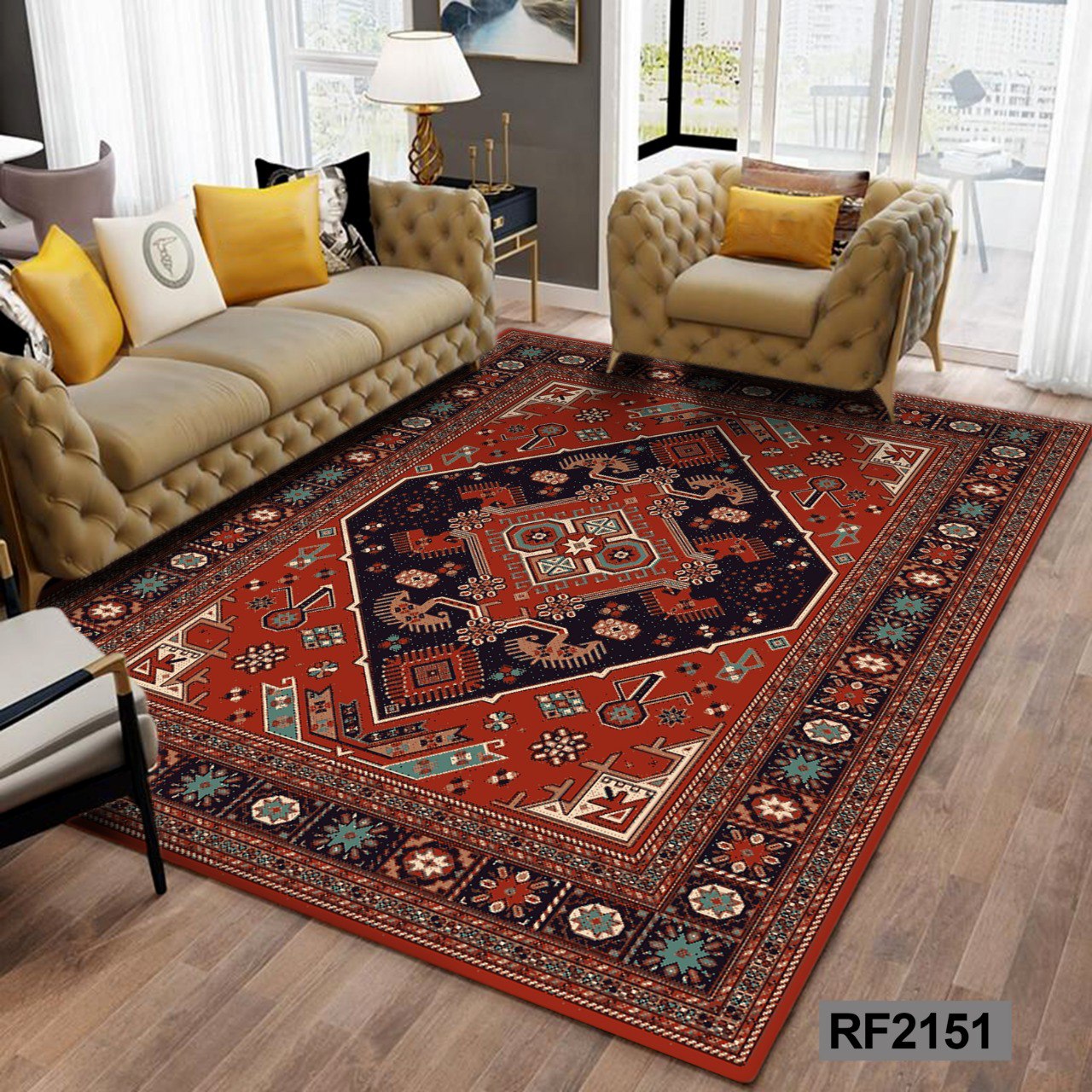روفرشی مخمل کشدار فرش | طرح سنتی 6 متری کد RF2151